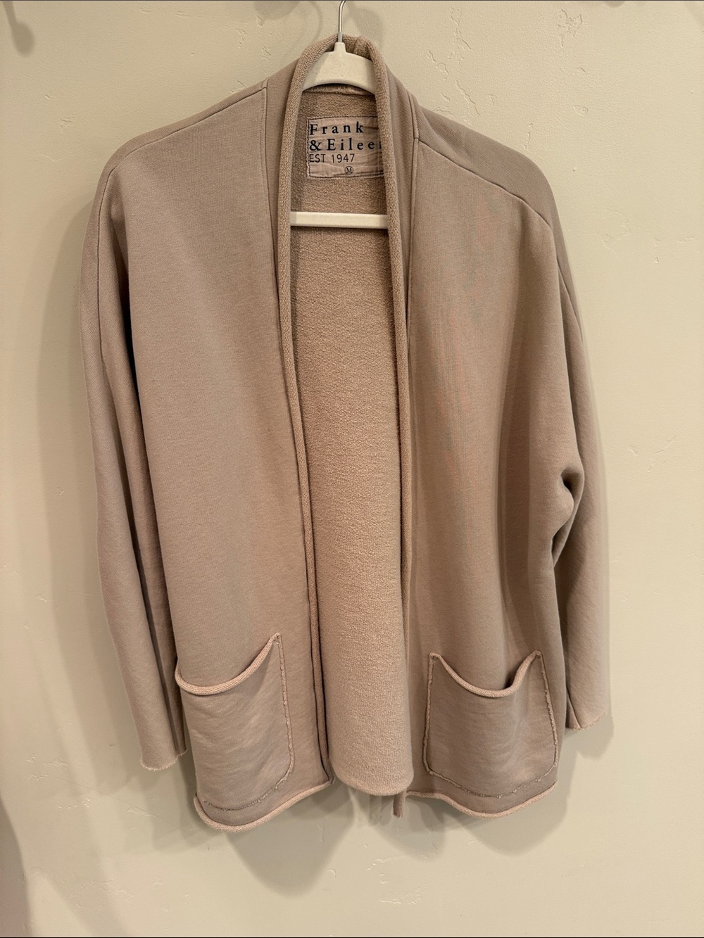 Frank & Eileen Taupe Open-Front Shawl Cardigan